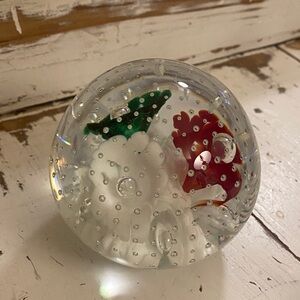 Beautiful green and red and white signed Joe Rice paperweight 2006